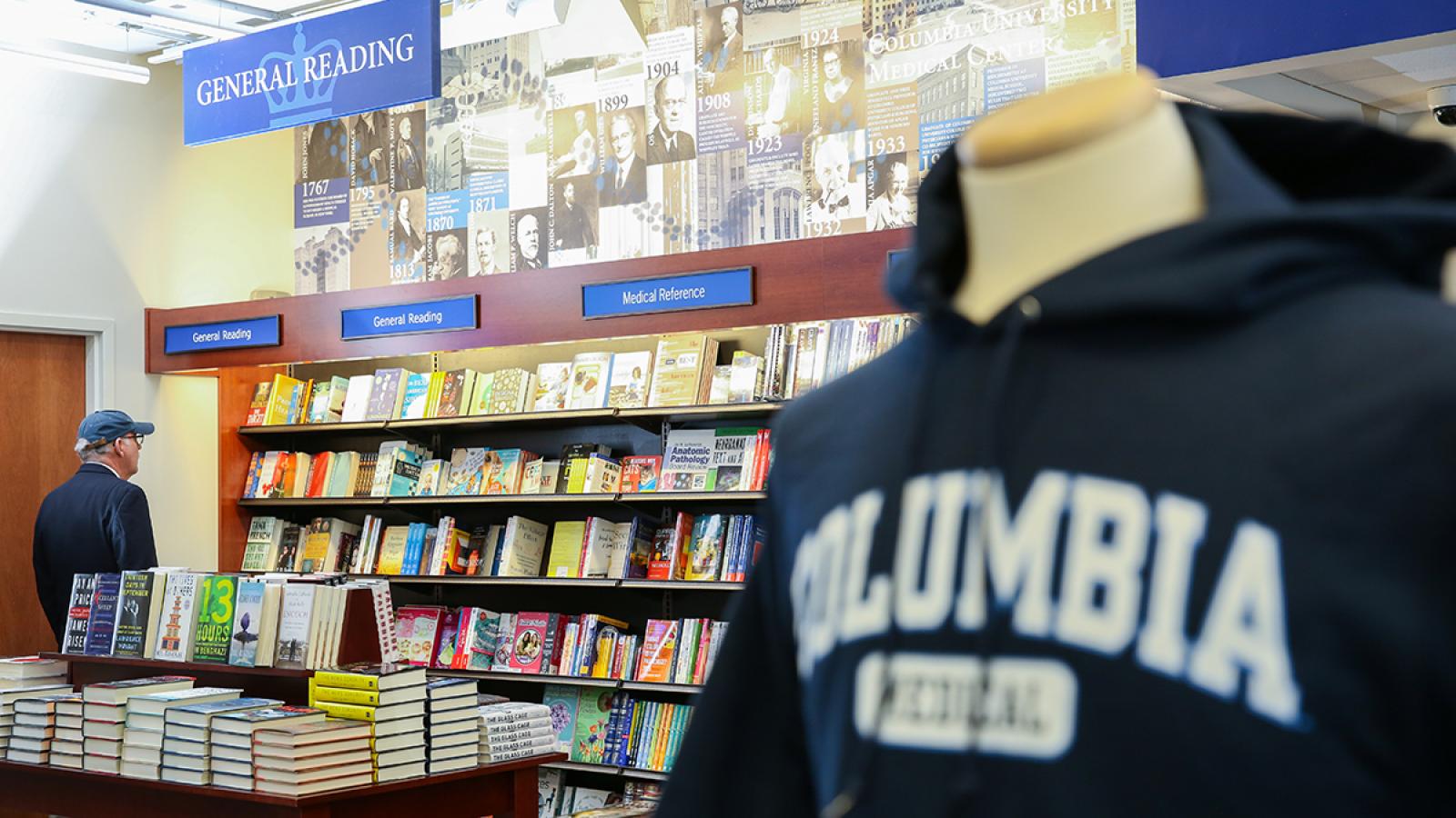 Books and sweatshirts in Barnes & Noble.