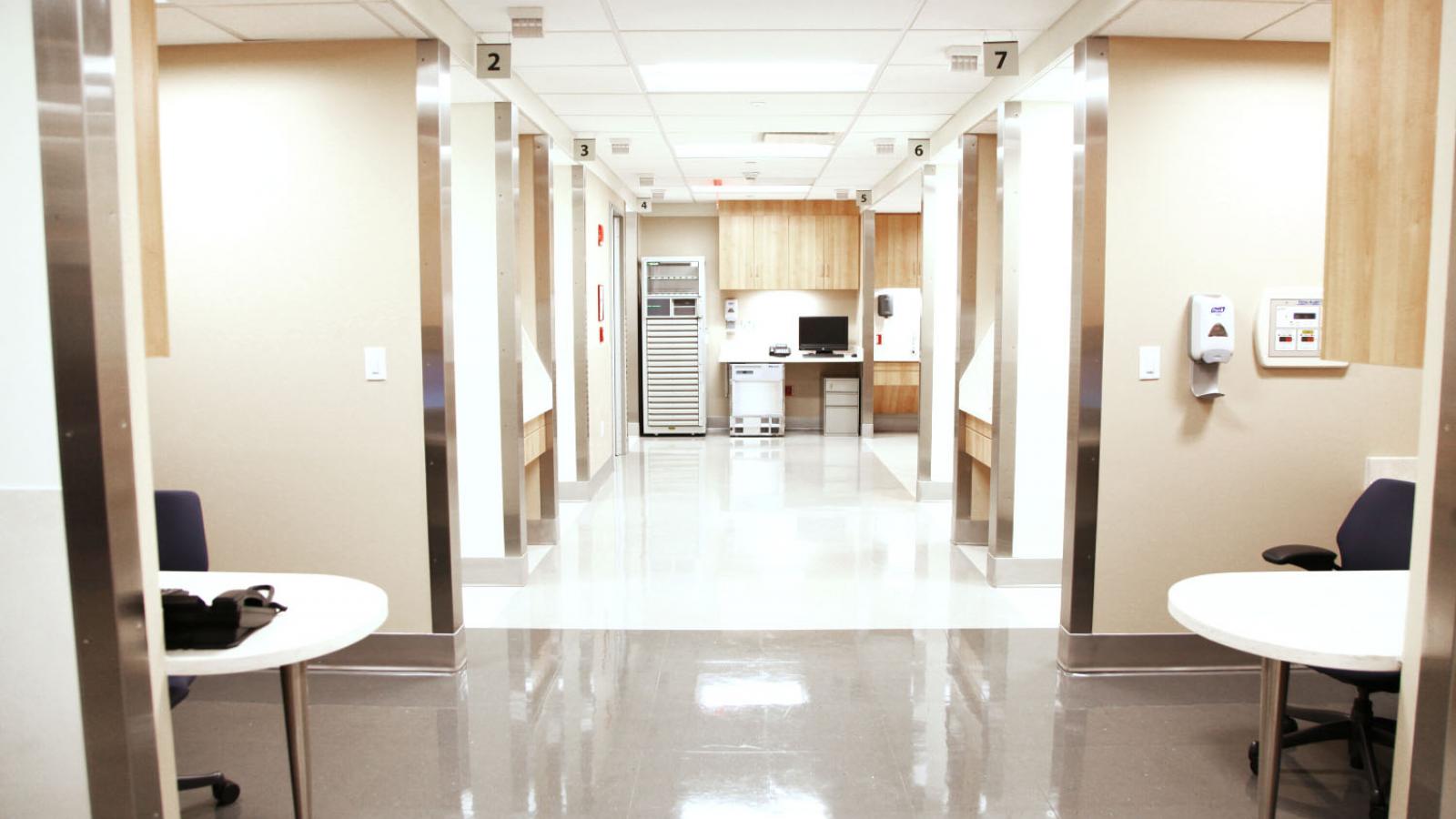 A new shiny hallway in a hospital.