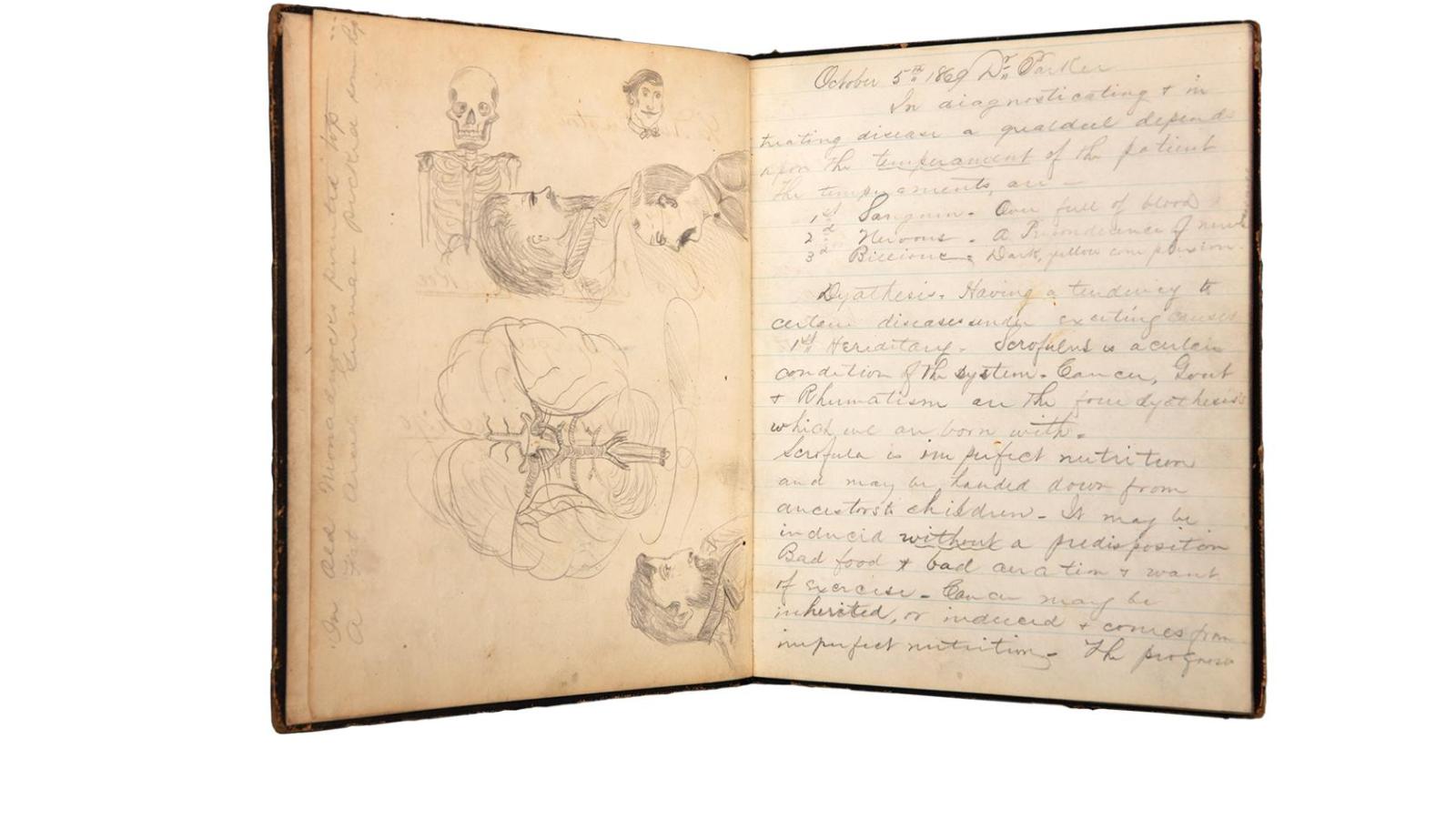 A student notebook from George Huntington,1871 P&S graduate