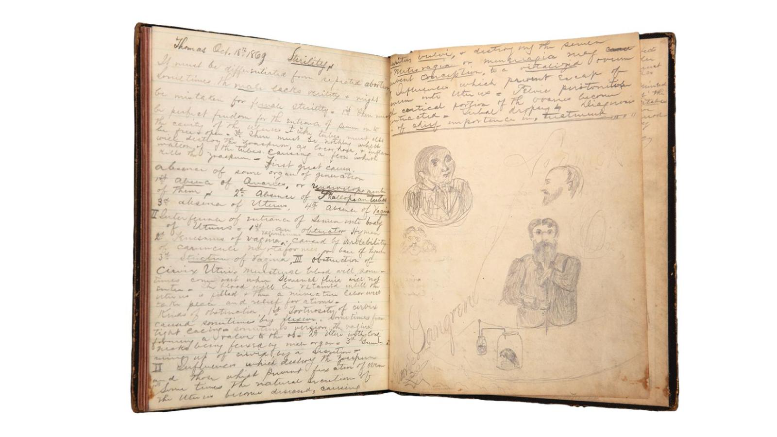 A student notebook from George Huntington,1871 P&S graduate