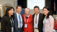 (Left to right) A group photo of Bernadine Wu, MD; David Wu, MD; Anke Nolting, PhD; Roger Wu, MD; and June Wu, MD, at the 2018 Symposium in New York City.