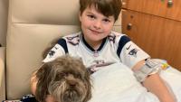 Boy at the doctor's with his dog