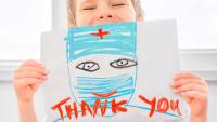 Child sends message of gratitude to healthcare workers through art.