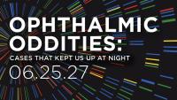 Poster graphic for an ophthalmology event with colorful streaks.