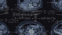 MRI image with superimposed equations
