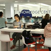 Students working in the knowledge center.