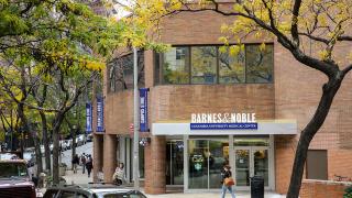 The front of a brick building with Barnes & Noble signage.